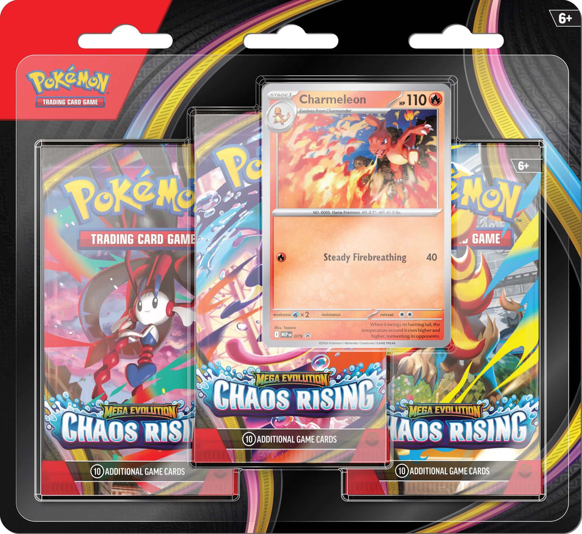 Pokémon TCG Chaos Rising 3 Pack Blister - Charmeleon (FREE SHIPPING✔️)
