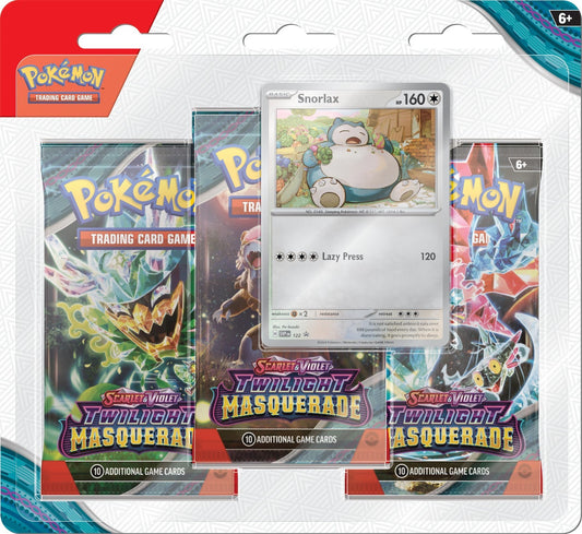 Pokémon TCG Twilight Masquerade 3 Pack Blister - Snorlax (FREE SHIPPING✔️)
