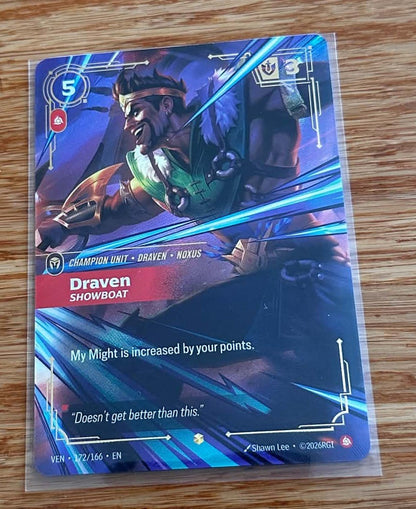 Draven - Showboat - 172/166 - Overnumbered - NM/M - Riftbound TCG - Vendetta