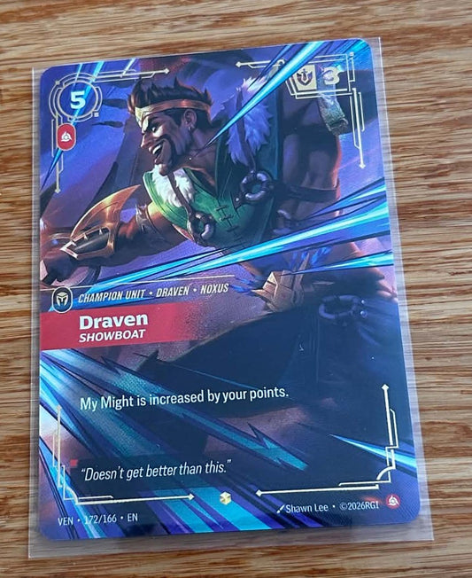 Draven - Showboat - 172/166 - Overnumbered - NM/M - Riftbound TCG - Vendetta