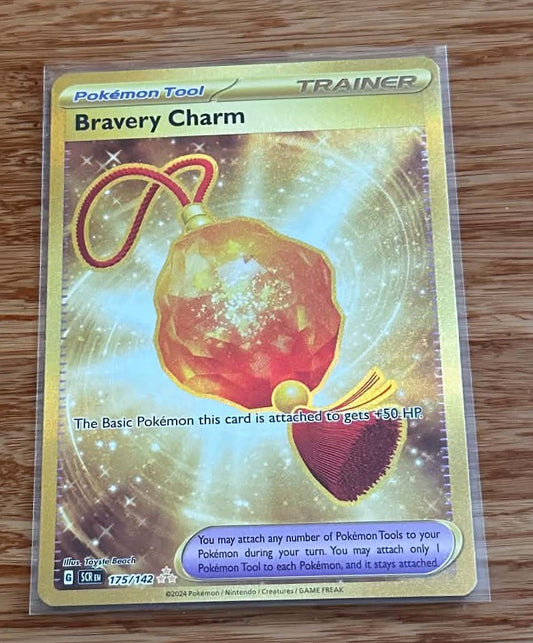 Bravery Charm - 175/142 - Gold Secret Rare - NM/M - Pokemon TCG - Stellar Crown